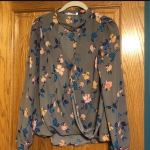 Floral overhead wrap blouse